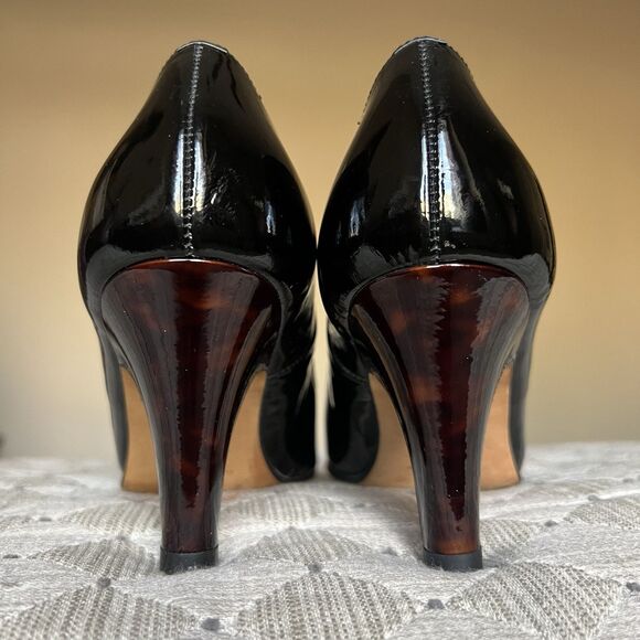 ANYI LU Emily Black Patent Leather Pump Heels EU 37.5 US 7.5 Classic Minimalist - Picture 13 of 16